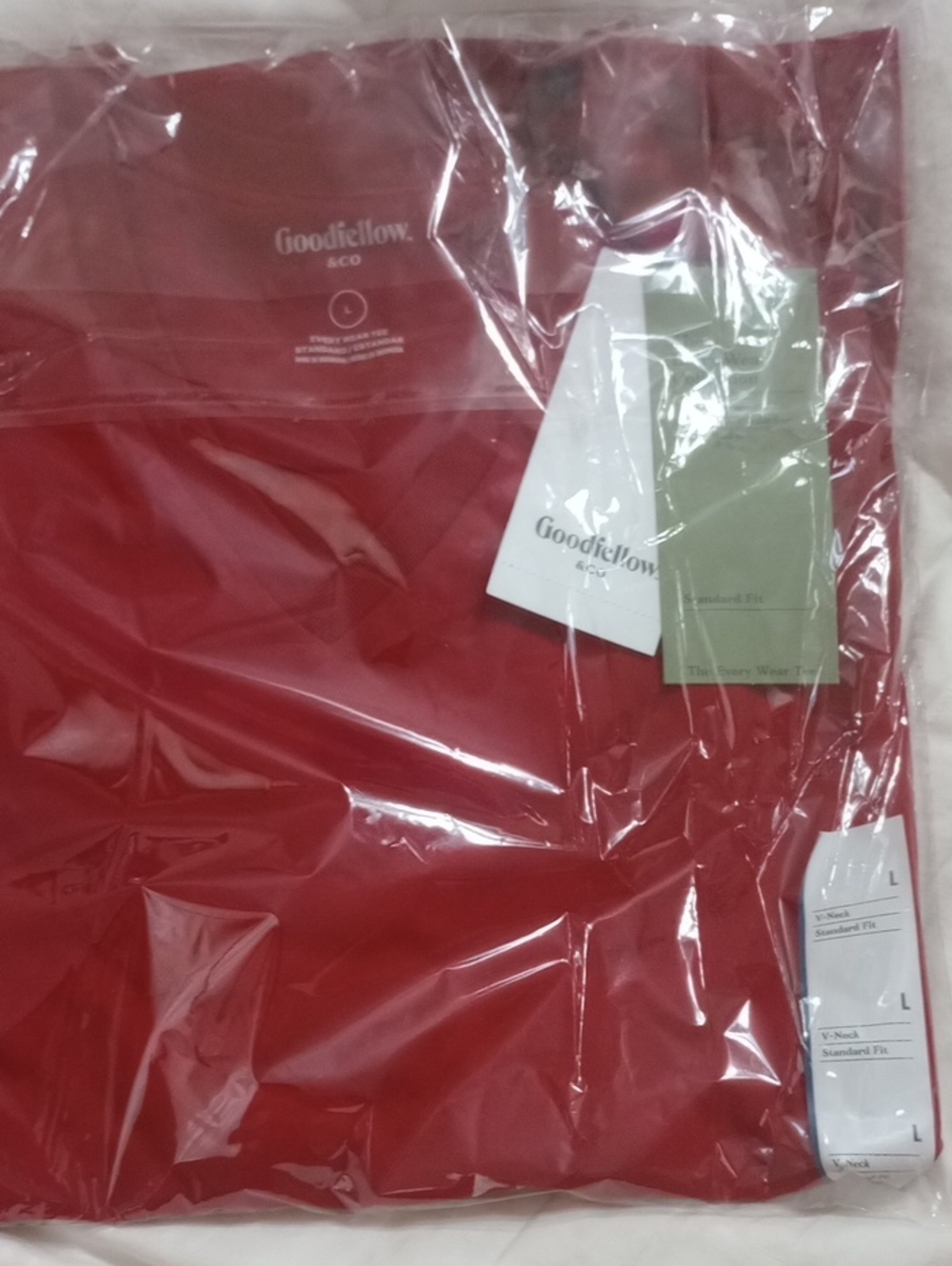 🥰3/$25 NWT GOODFELLOW & CO Deep Red  Short-Sleeve V-neck Cotton Tee